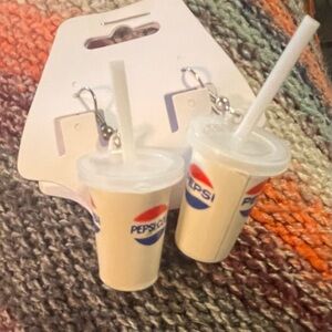 Pepsi Logo White and Blue Cup Earrings
